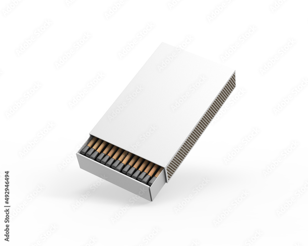 Blank matchbox mockup for branding and promotion, empty paper packaging match book mockup on isolated white background, 3d render illustration. Blank matchbox mockup for branding and promotion, empty paper packaging match book mockup on isolated white background, 3d render illustration.