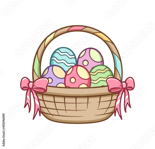 Easter basket full of eggs cartoon clipart
