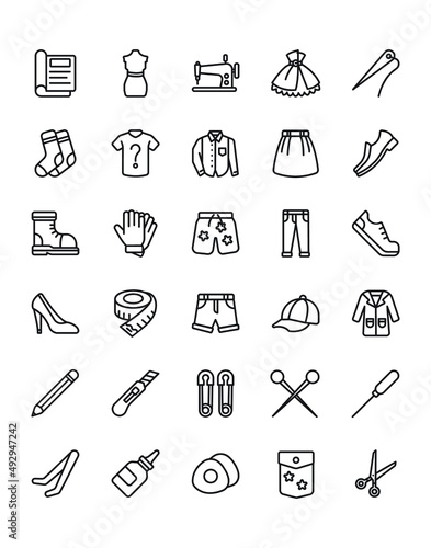 Sewing Icon Set 30 isolated on white background