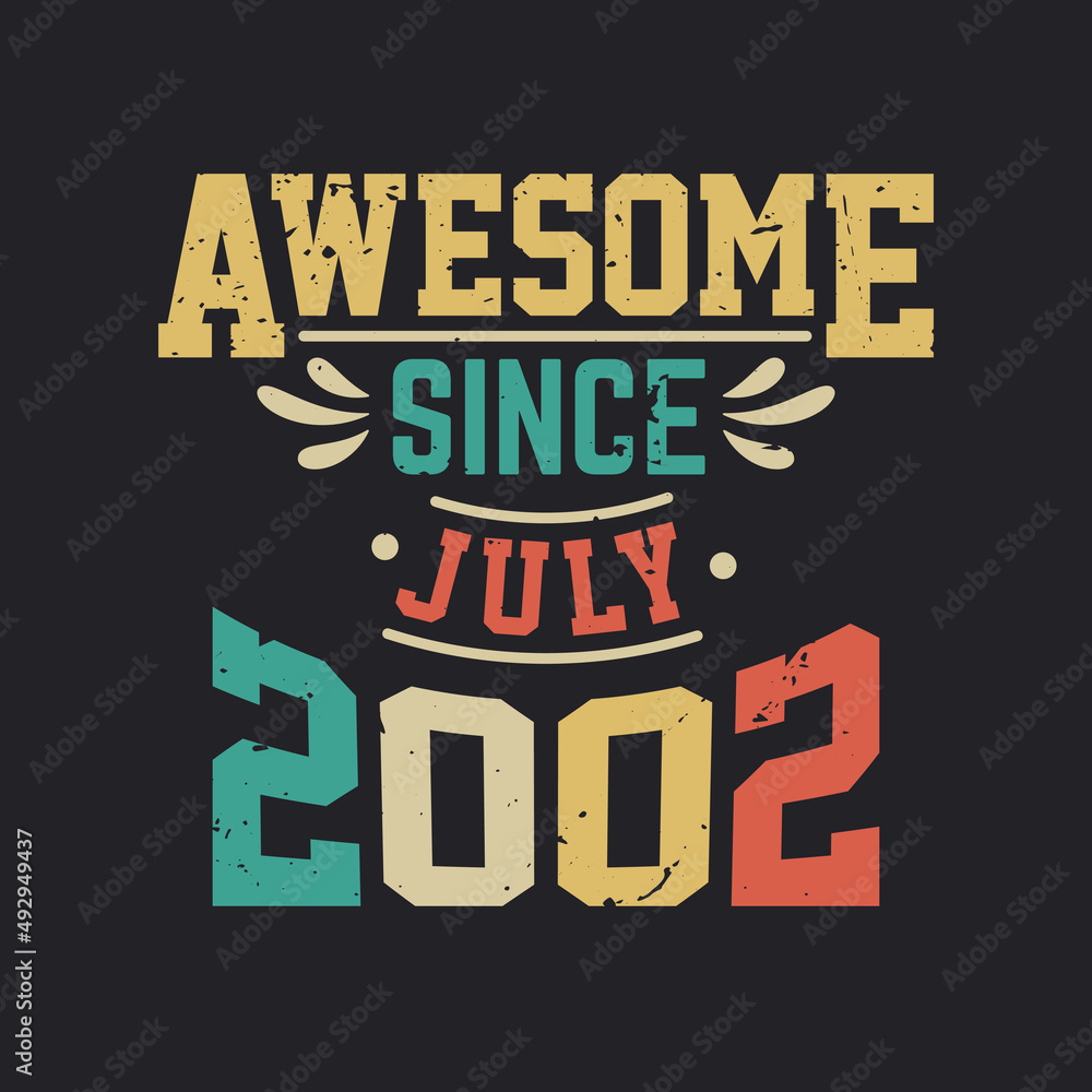 Awesome Since July 2002. Born in July 2002 Retro Vintage Birthday