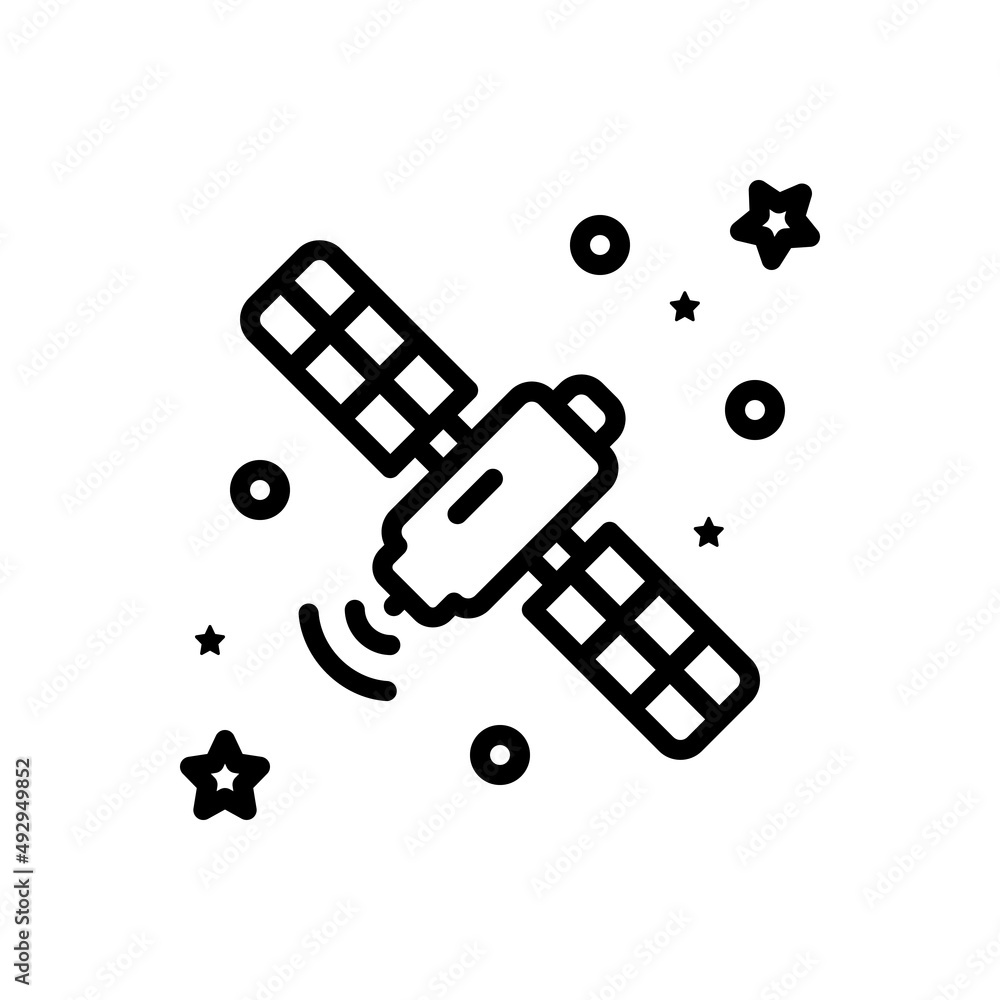 Black line icon for satellite Black line icon for satellite
