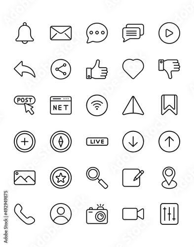 Social Media Icon Set 30 isolated on white background