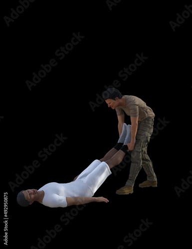 3D illustration of two fighting men