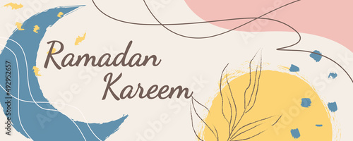 Islamic ramadan kareem background with pastel colors and floral ornament