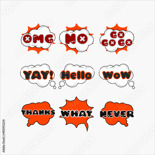 Comic speech bubble talk set sticker vector