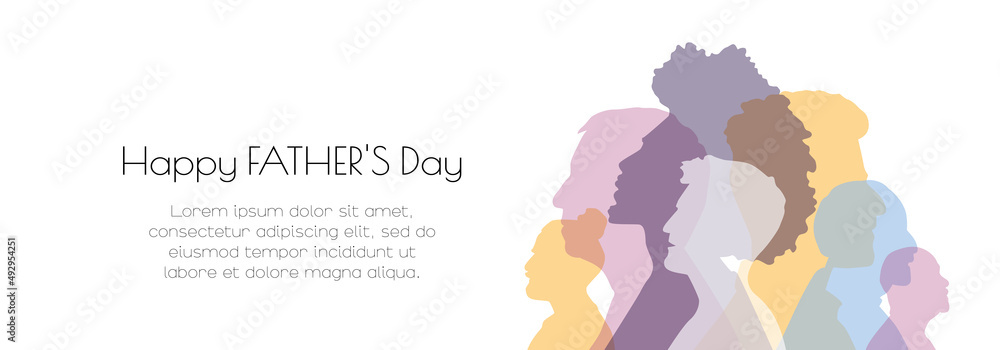 Father's Day banner. Card with place for text. Flat vector illustration.