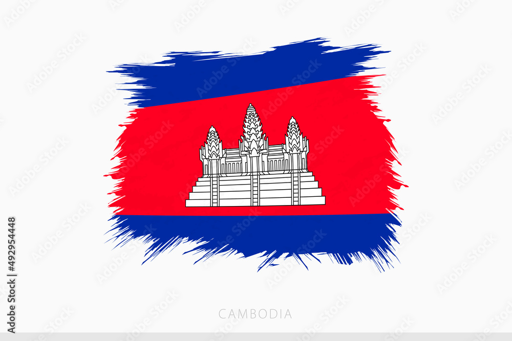 Grunge flag of Cambodia, vector abstract grunge brushed flag of Cambodia.