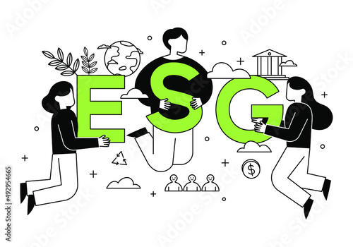 ESG management. Environmental, Social and Governance. Business concept vector line illustration.