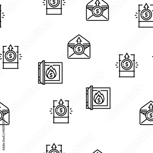 Inflation Financial World Problem Vector Seamless Pattern Thin Line Illustration
