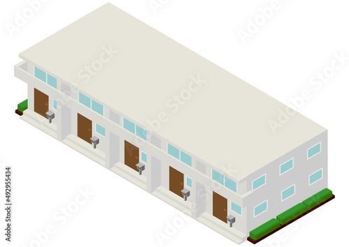 アイソメトリックなメゾネットタイプの集合住宅