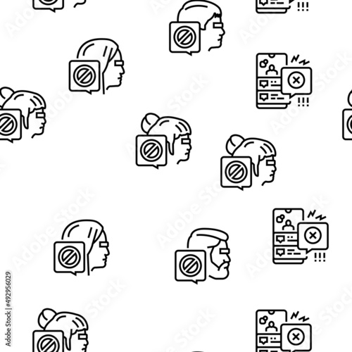 Cancel Culture And Discrimination Vector Seamless Pattern Thin Line Illustration