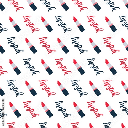 Abstract Beautiful Red Lipstick Vector Graphic Seamless Pattern