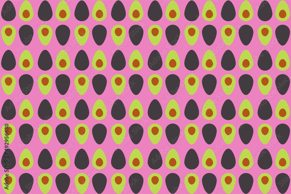 pattern with avocados on a pink background pattern with avocados on a pink background