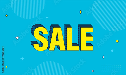 Advertising Banner Design With 3D Yellow Sale Font On Blue Background.