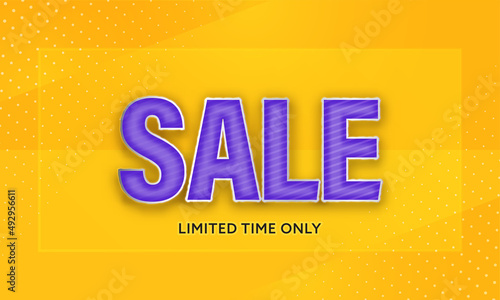 Glossy Sale Font In Stripe Pattern Against Orange Background. Advertising Banner Design.