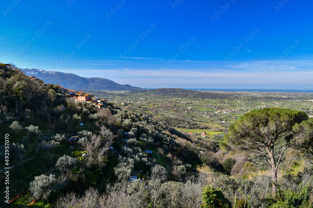 Typical panoramic view of Altavilla Silentina, a rural village of southern Italy in the province of Salerno.