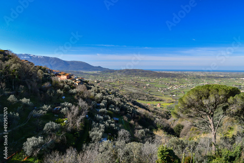 Typical panoramic view of Altavilla Silentina, a rural village of southern Italy in the province of Salerno.