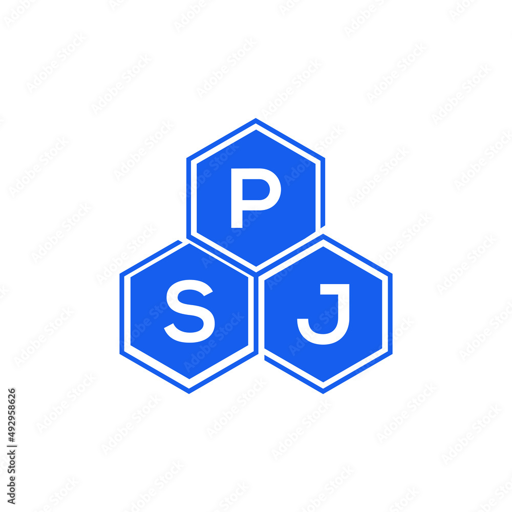 Obraz premium PSJ letter logo design on White background. PSJ creative initials letter logo concept. PSJ letter design. 