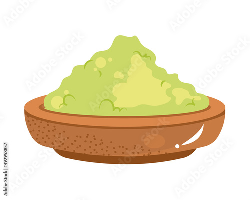 matcha in wooden dish