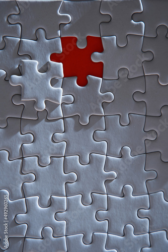 Close up of textured white jigsaw puzzle