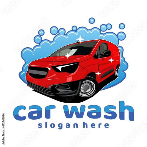 car wash logo design concept vector	