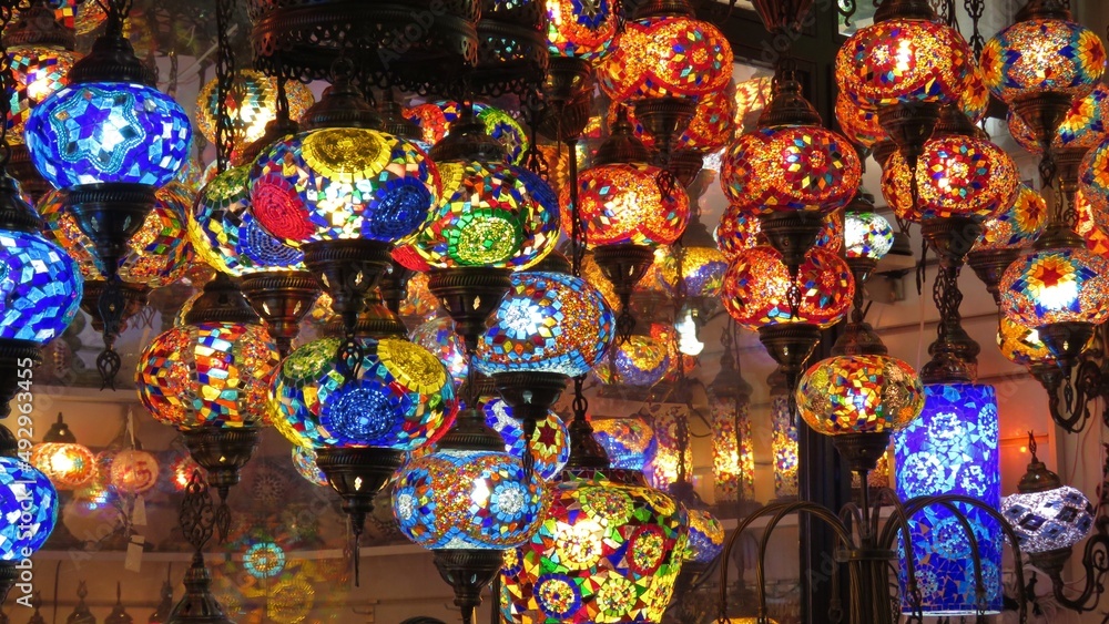 Fototapeta premium Colorful lights, Grand Bazaar, Istanbul, Turkey