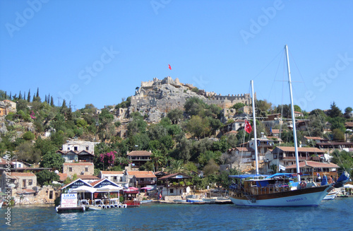 boats in the harbor of kotor country