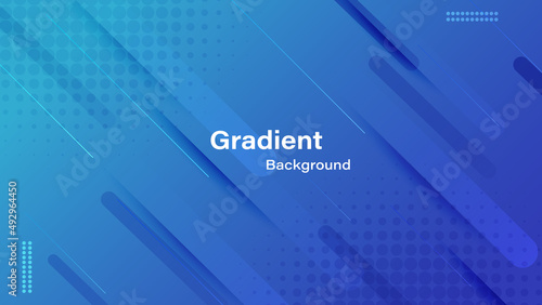 Gradient blue background with halftone memphis style. Modern banner template vector. 