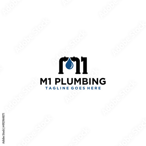 M1 plumbing logo design template