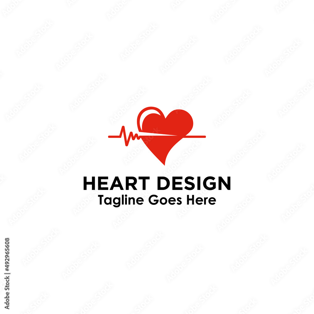 Heart Logo design vector template. St. Valentine day of love symbol. Cardiology Medical Health care Logotype concept icon.