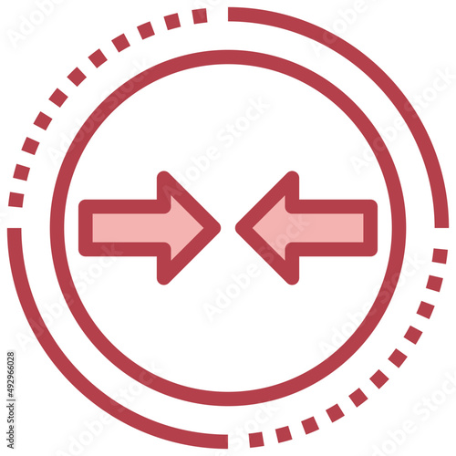 COMPRESS red line icon,linear,outline,graphic,illustration