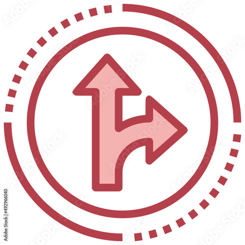 DETOUR  red line icon linear outline graphic illustration