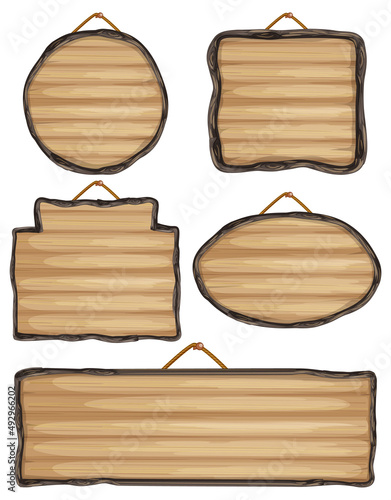 Set of wooden sign banner