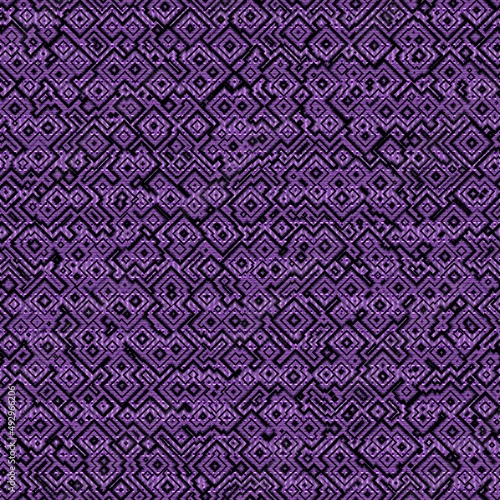 Seamless abstract purple mechanic geometric ornament cyber futuristic background