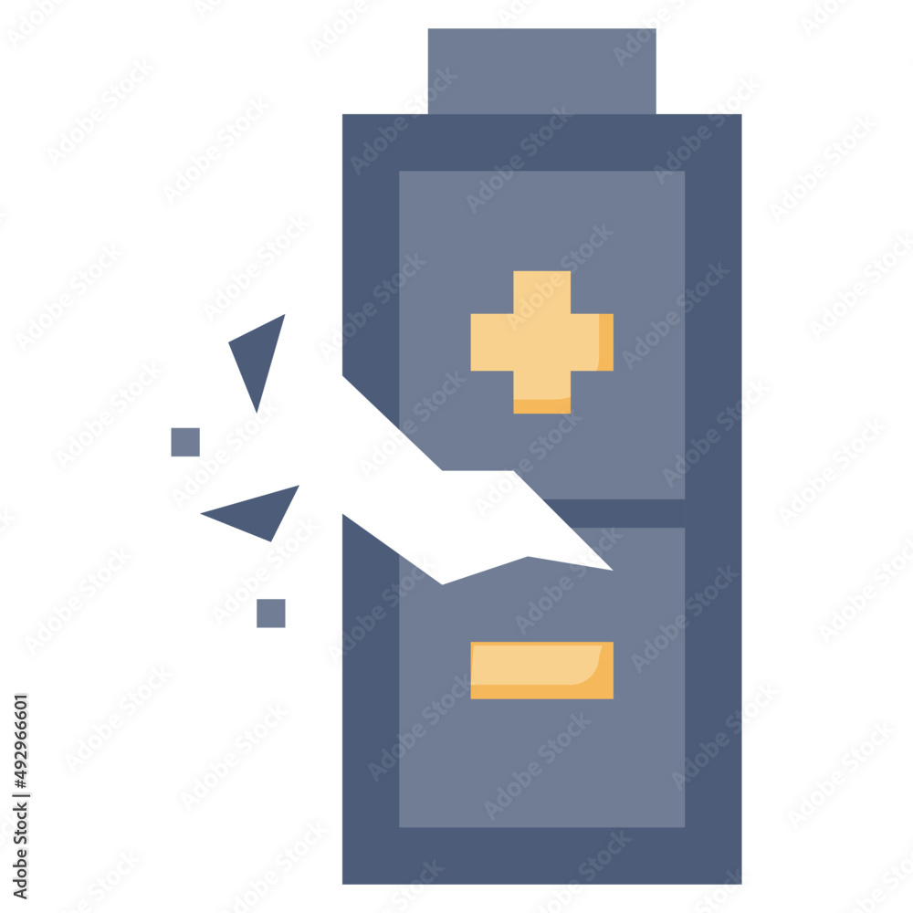 Fototapeta premium BATTERY flat icon,linear,outline,graphic,illustration