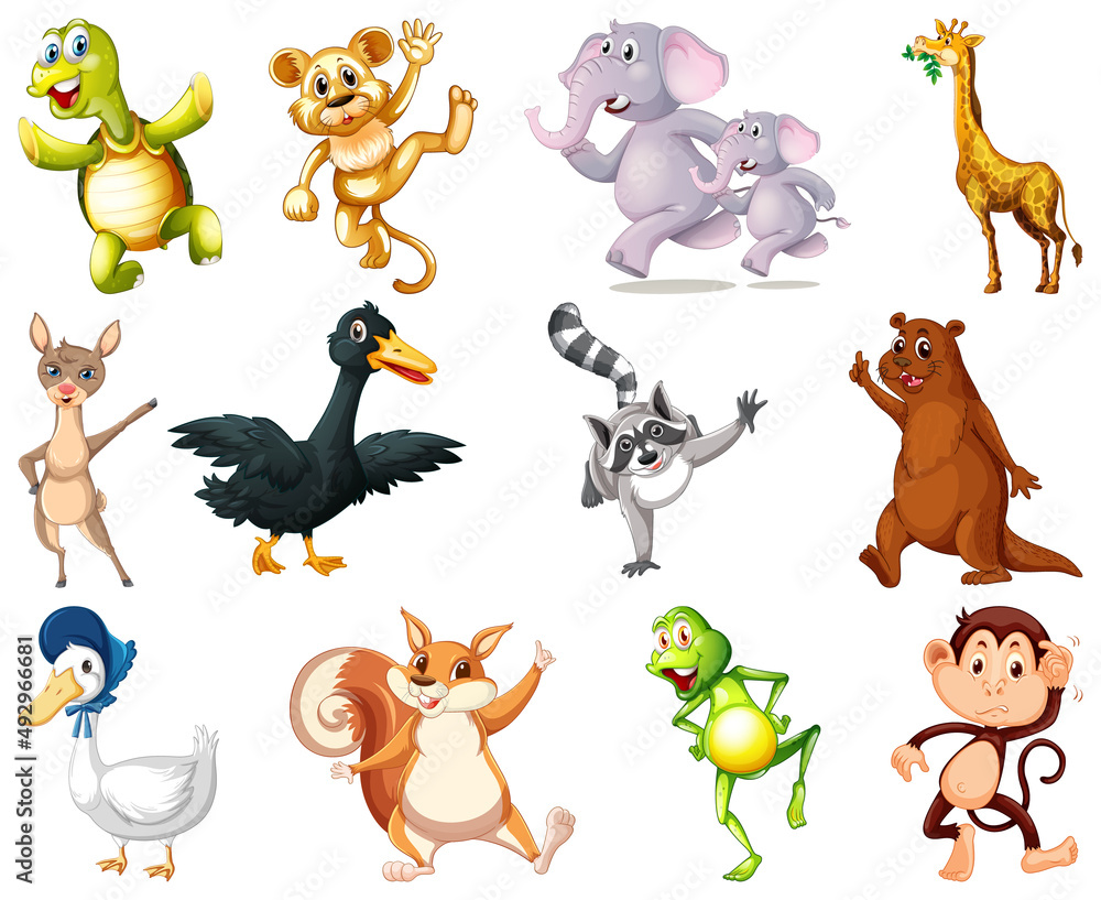 Set of animal cartoon character Set of animal cartoon character