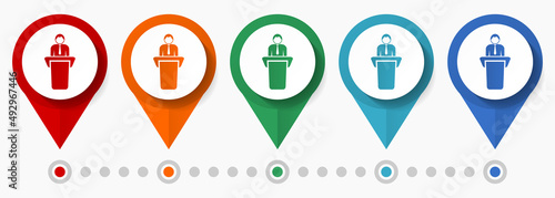 Speaker,  presentation concept vector icon set, flat design spokesman pointers, infographic template easy to edit