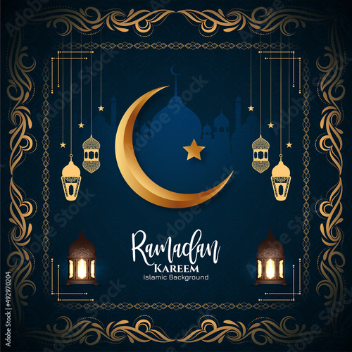 Fotografie, Tablou Ramadan Kareem crescent moon religious islamic background