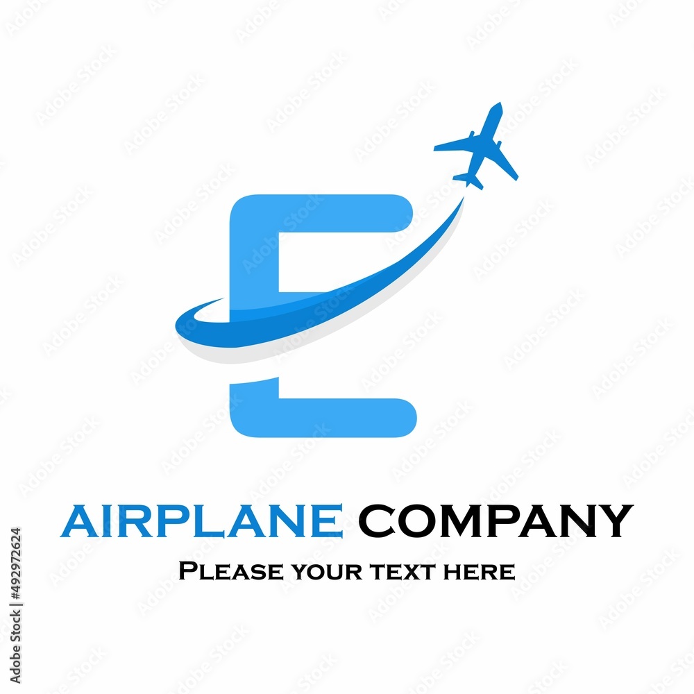 Letter e with plane vector logo. Suitable for travel,transportation, agency, brand, corporate etc Letter e with plane vector logo. Suitable for travel,transportation, agency, brand, corporate etc