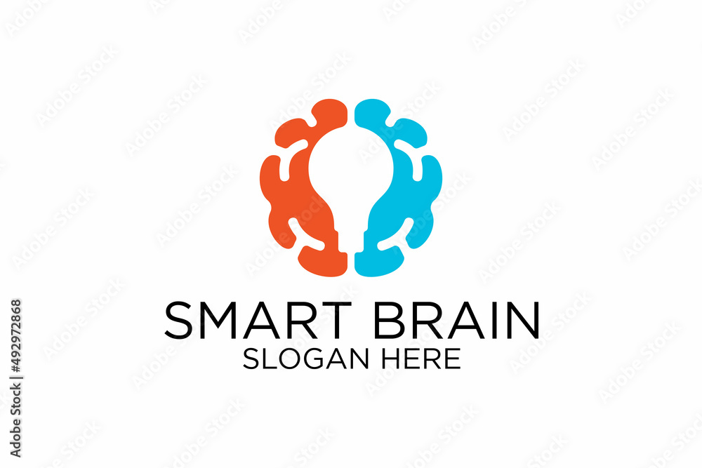 brain and lamp logo. premium vector