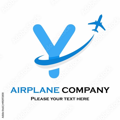 Letter y with plane vector logo. Suitable for travel,transportation, agency, brand, corporate etc