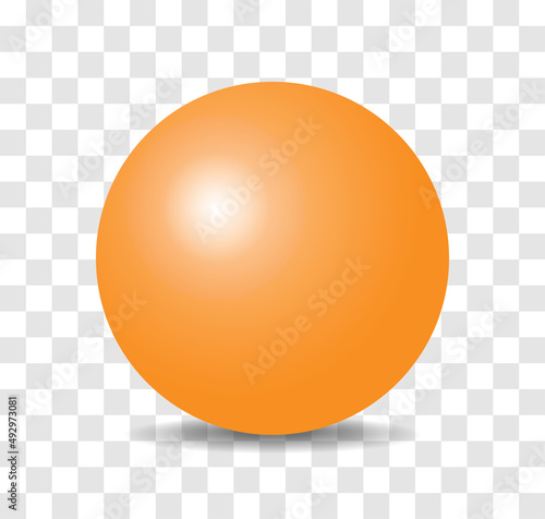 Shiny orange ball on transparent background.