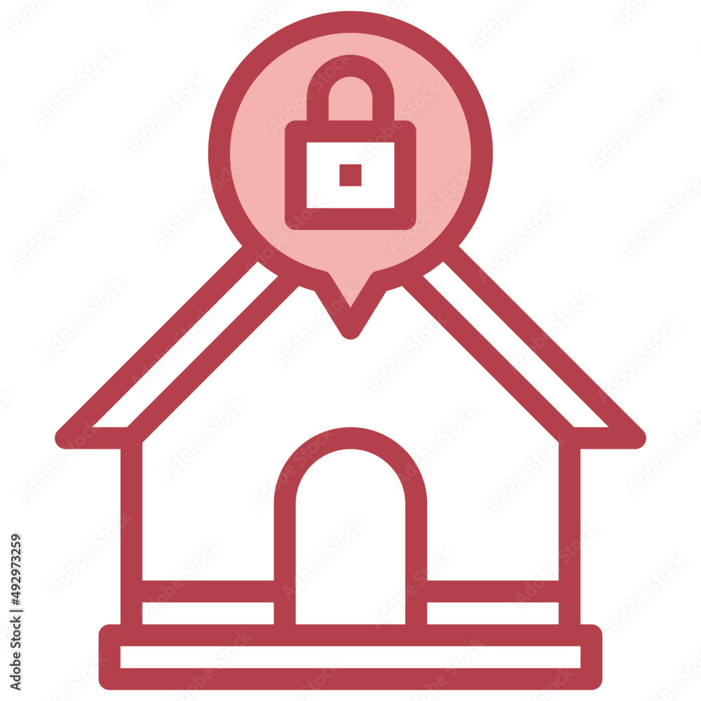 HOUSE red line icon,linear,outline,graphic,illustration HOUSE red line icon,linear,outline,graphic,illustration