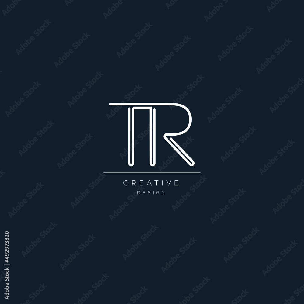 Minimal vector graphic alphabet symbol. Letter TR logo.
