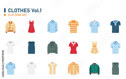 Clothes flat icon set.