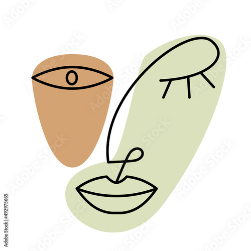 beautiful woman face line