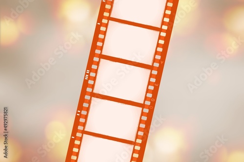 Fototapeta Naklejka Na Ścianę i Meble -  Color film negative photo, Cinema filmstrip roll on background.