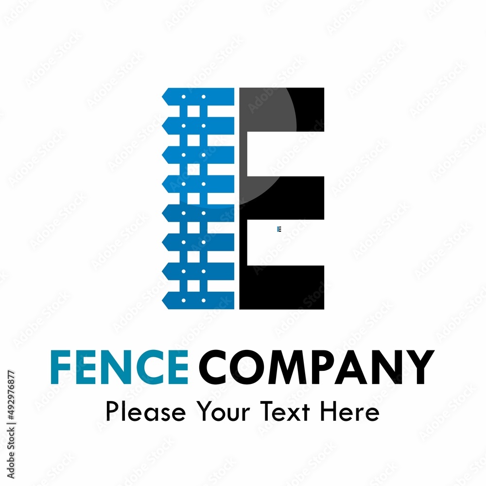 Letter e with fence logo template illustration. suitable for identity, company, web, industrial.