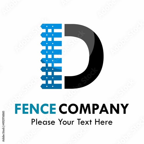 Letter d with fence logo template illustration. suitable for identity, company, web, industrial.