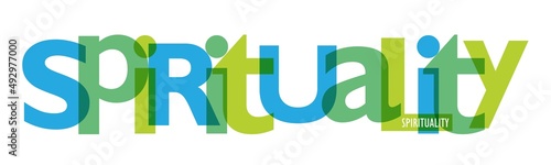 SPIRITUALITY blue and green vector typography banner